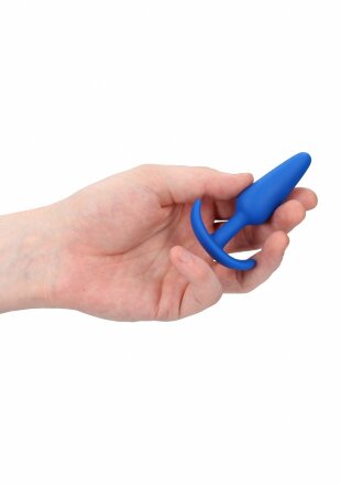 Синяя анальная пробка для ношения Slim Butt Plug - 8,3 см. 