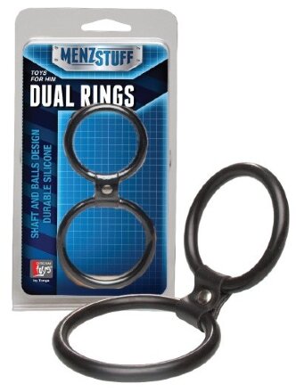 Чёрное двойное эрекционное кольцо Dual Rings Black 