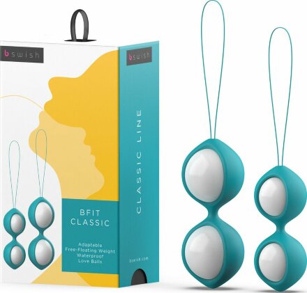 Бело-голубые вагинальные шарики Bfit Classic 