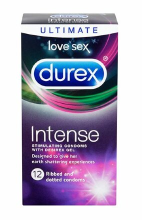 Рельефные презервативы со стимулирующей смазкой Durex Intense Orgasmic - 12 шт. 
