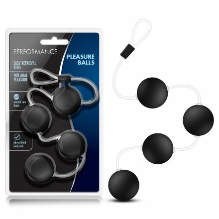 Чёрные анальные шарики Performance Pleasure Balls 