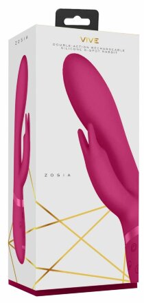 Розовый вибромассажер-кролик Zosia - 21,3 см. 