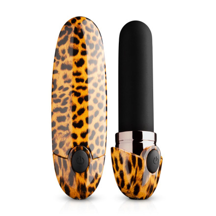 Леопардовый вибромассажер-помада Asha Lipstick Vibrator - 10 см. 