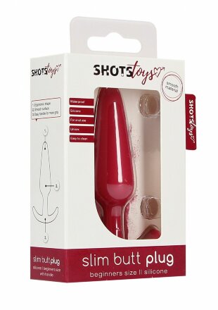 Красная анальная пробка для ношения Slim Butt Plug - 8,3 см. 