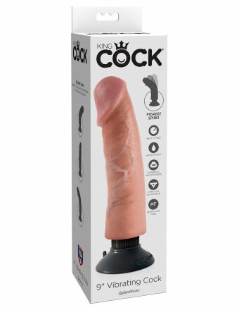 Большой реалистичный вибромассажер на присоске 9&quot; Vibrating Cock - 24,8 см. 