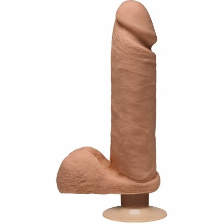 Телесный вибромассажер-реалистик на присоске Perfect D Vibrating 8&quot; - 23 см. 