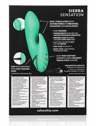 Зеленый вибромассажер-кролик Sierra Sensation - 15 см. 