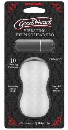Прозрачный мастурбатор с вибропулей GoodHead Vibrating Helping Head Pro 