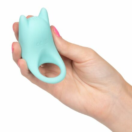 Нежно-голубое перезаряжаемое эрекционное кольцо Silicone Rechargeable Dual Exciter Enhancer 