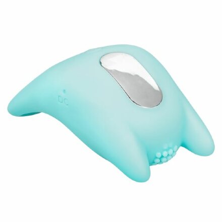 Нежно-голубое перезаряжаемое эрекционное кольцо Silicone Rechargeable Dual Exciter Enhancer 