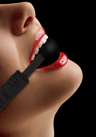 Черный кляп-шарик V&amp;V Adjustable Ball Gag на липучке 
