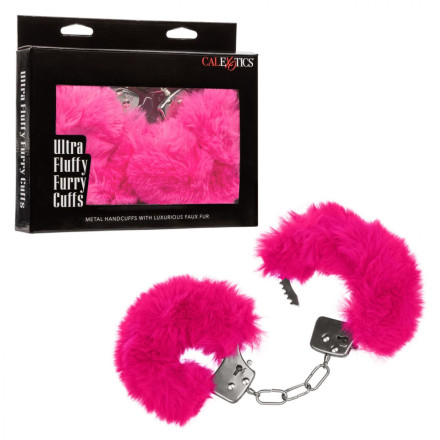 Металлические наручники с розовым мехом Ultra Fluffy Furry Cuffs 