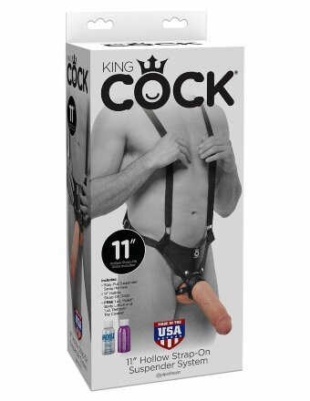 Страпон-система с телесной насадкой 11&quot; Hollow Strap-On Suspender System - 28 см. 