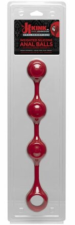 Красные утяжеленные анальные шарики Anal Essentials Weighted Silicone Anal Balls - 34,3 см. 