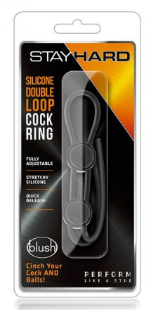 Черное двойное эрекционное лассо Silicone Double Loop Cock Ring 