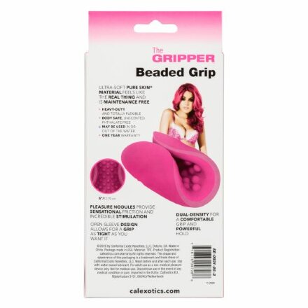 Розовый рельефный мастурбатор Beaded Grip 