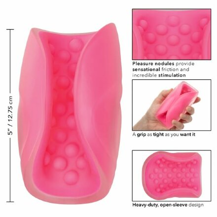 Розовый рельефный мастурбатор Beaded Grip 