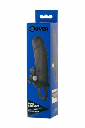 Чёрная насадка на пенис Toyfa XLover с вибрацией 