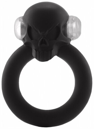 Чёрное виброкольцо Shadow Skull Cockring с черепом 
