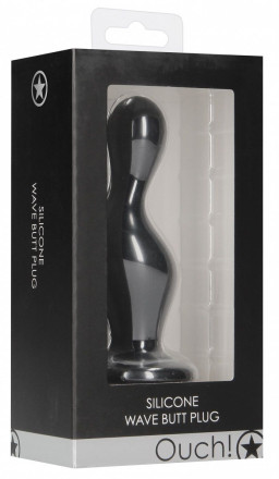 Черная анальная пробка Wave Butt Plug - 11,3 см. 
