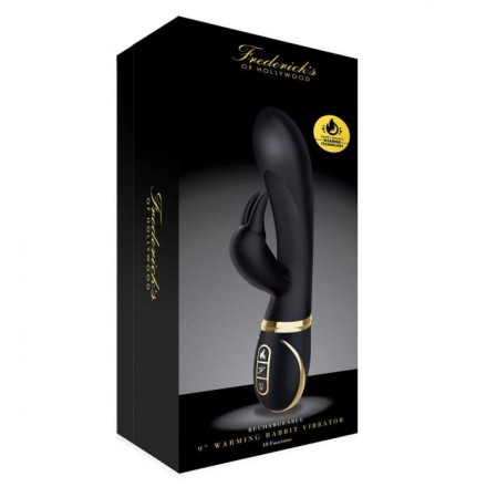 Черный вибратор-кролик с эффектом нагрева Warming Rabbit Vibrator 