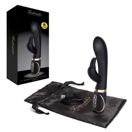 Черный вибратор-кролик с эффектом нагрева Warming Rabbit Vibrator 