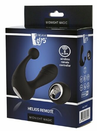 Черный вибромассажер со стимулятором клитора HELIOS REMOTE 