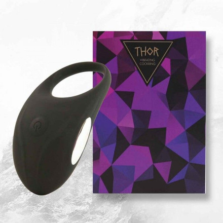 Черное эрекционное виброкольцо Thor Cockring 
