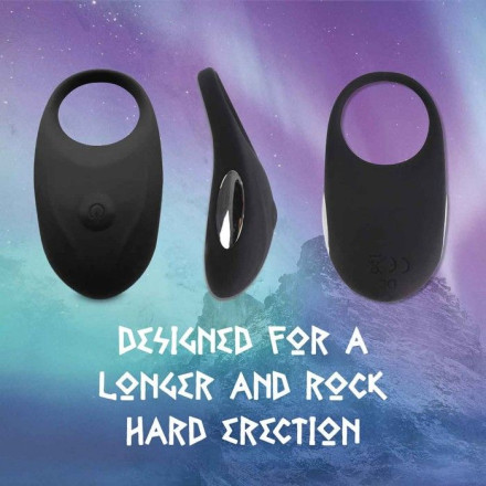 Черное эрекционное виброкольцо Thor Cockring 