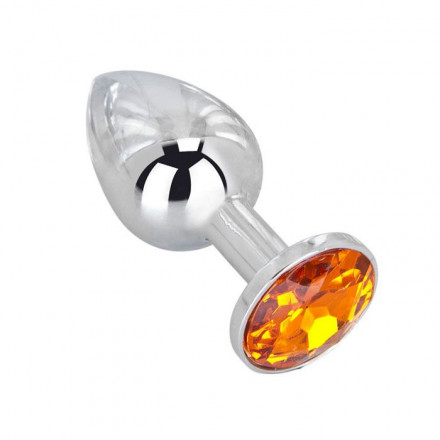 Мини-плаг из стали с оранжевым кристаллом Juicy Orange - 6,5 см. 