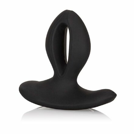 Чёрная анальная пробка с вибрацией Silicone Wireless Dual Motor Probe - 11,5 см. 