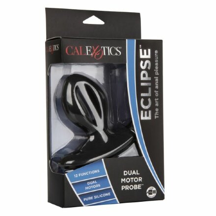 Чёрная анальная пробка с вибрацией Silicone Wireless Dual Motor Probe - 11,5 см. 