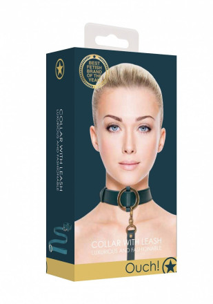 Зеленый ошейник с поводком Collar With Leash 
