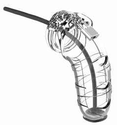Прозрачным мужской пояс верности со стимулятором уретры Cock Cage Model 17 Chastity 5.5