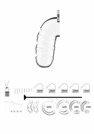 Прозрачным мужской пояс верности со стимулятором уретры Cock Cage Model 17 Chastity 5.5 