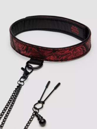 Ошейник с зажимами для сосков Reversible Collar Nipple Clamps 