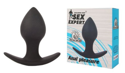 Чёрная анальная пробка с широким основанием Sex Expert - 8 см. 