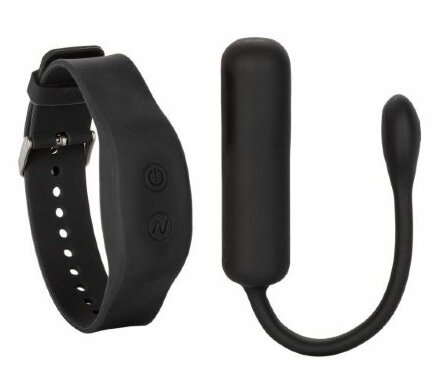 Черное виброяйцо с браслетом-пультом Wristband Remote Petite Bullet 