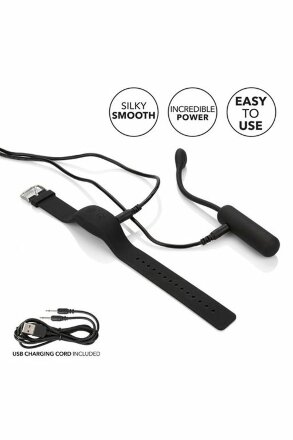 Черное виброяйцо с браслетом-пультом Wristband Remote Petite Bullet 