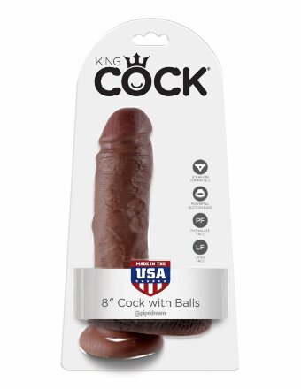 Коричневый фаллоимитатор 8&quot; Cock with Balls - 21,3 см. 