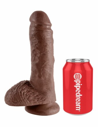 Коричневый фаллоимитатор 8&quot; Cock with Balls - 21,3 см. 