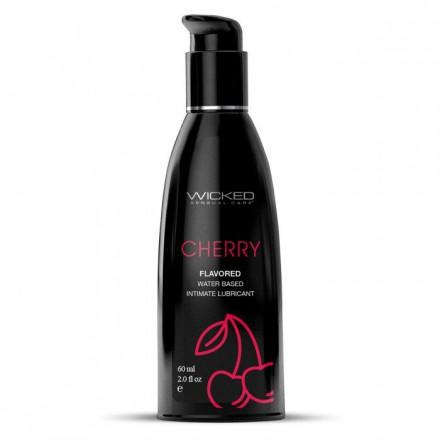 Лубрикант на водной основе с ароматом вишни Wicked Aqua Cherry - 60 мл. 