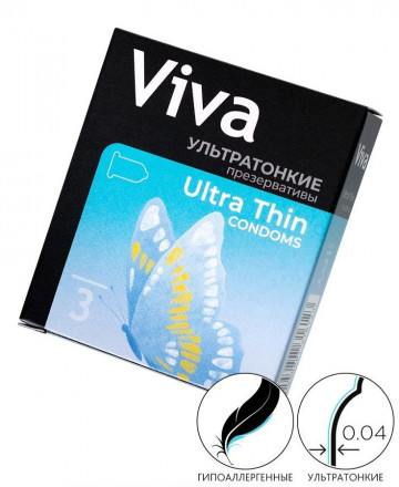 Ультратонкие презервативы VIVA Ultra Thin - 3 шт. 