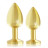 Набор из 2 золотистых анальных пробок с фиолетовыми кристаллами Booty Plug Original Luxury Set 