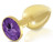 Набор из 2 золотистых анальных пробок с фиолетовыми кристаллами Booty Plug Original Luxury Set 