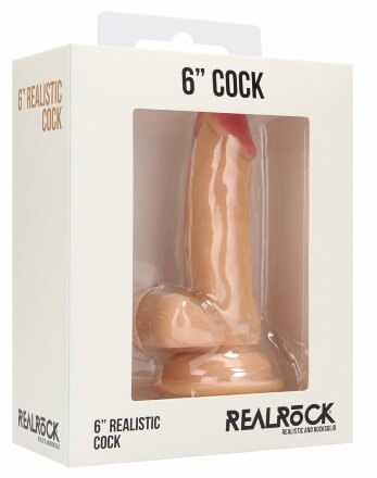 Телесный фаллоимитатор Realistic Cock 6&quot; With Scrotum - 15 см. 