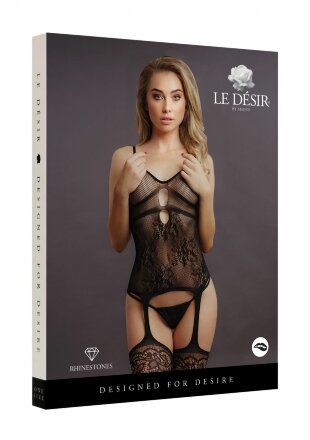 Эффектный комбинезон со стразами Suspender Rhinestone Bodystocking 