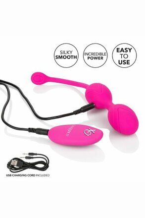 Розовые вагинальные шарики с ДУ и функцией памяти Remote Dual Motor Kegel System 