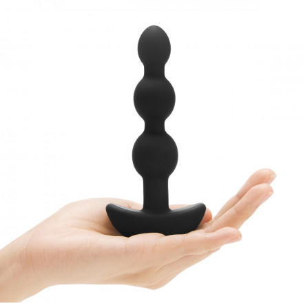 Чёрная анальная виброёлочка TRIPLET ANAL BEADS BLACK - 14 см. 