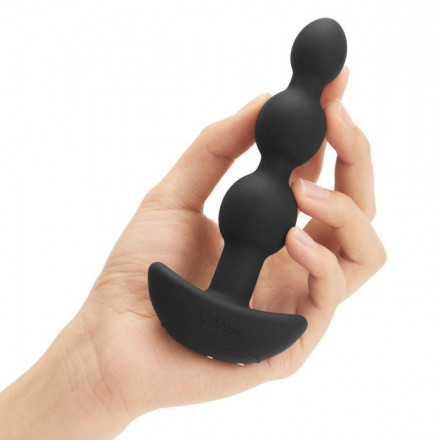 Чёрная анальная виброёлочка TRIPLET ANAL BEADS BLACK - 14 см. 